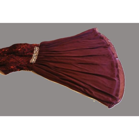BCX Womens Short Party Dress/ Burgandy/Chiffon, Lace, Sequins/Jr Size 1 - Picture 9 of 9